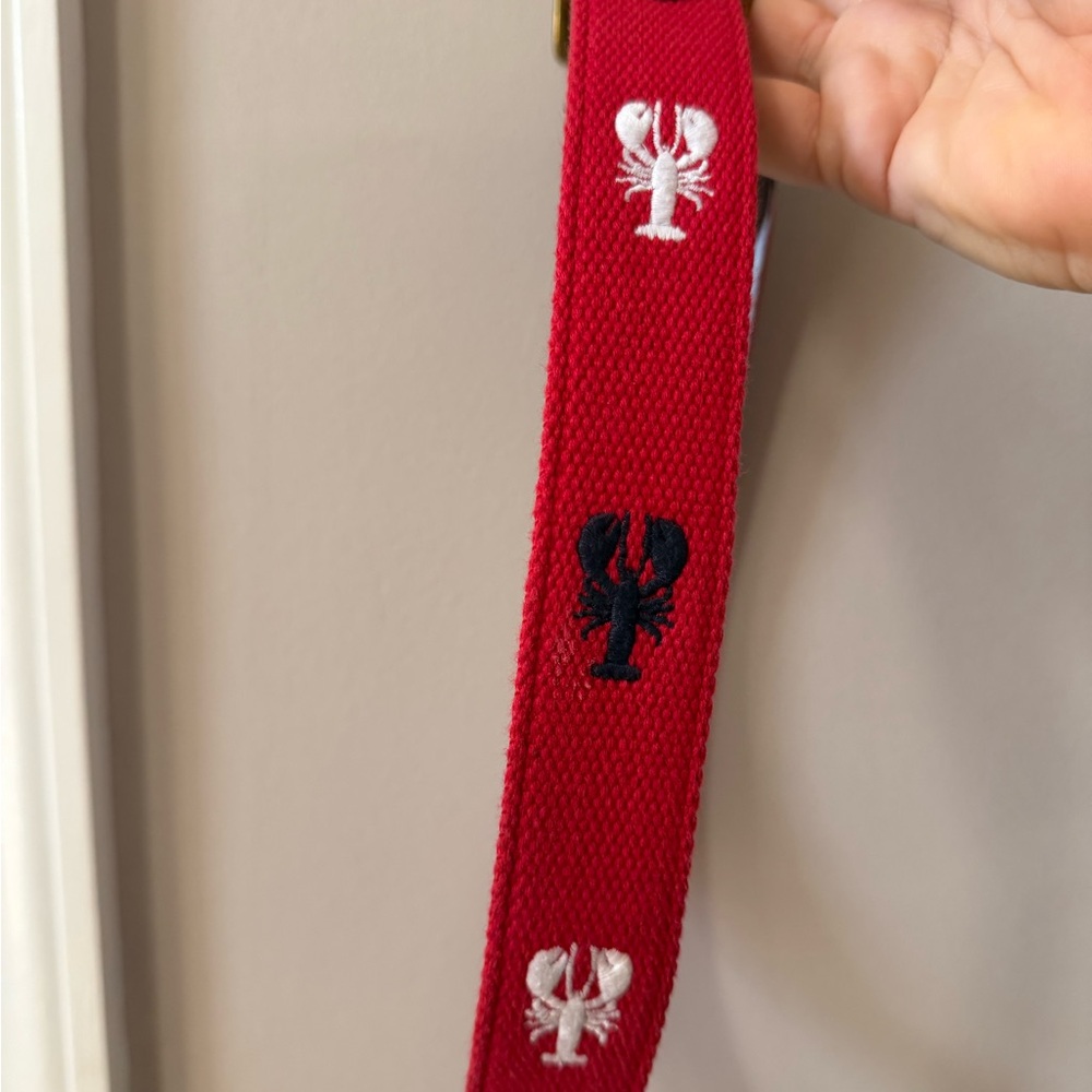 Vineyard Vines Red Lobster Embroidered Belt